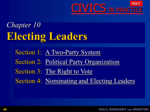Chapter 10: Electing Leaders - Waverly