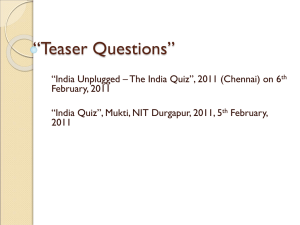 India Quiz Teaser Set 1 (Answers)