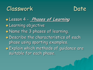 Lesson 4 Phases of learning - Fitts and Posner