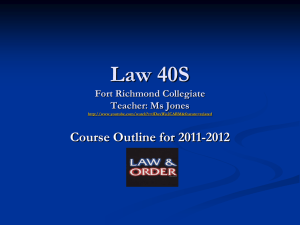 Law 40S Fort Richmond Collegiate Teacher: Ms Jones