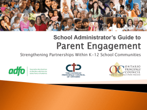 Parent Engagement - Ontario Principals` Council