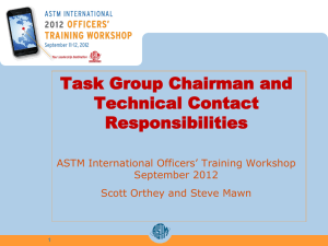 Task Group Chair & Technical Contact Responsibilities