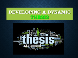 DEVELOPING A DYNAMIC THESIS