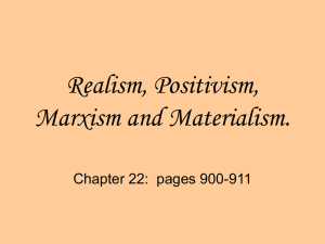 Realism, Positivism, Marxism and Materialism.