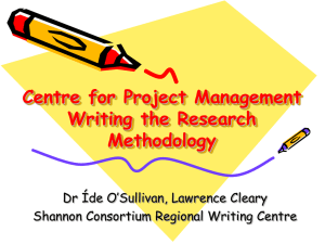 Centre for Project Management: Writing the Research Methodology