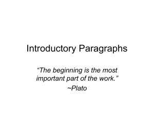 Constructing an Introduction Paragraph