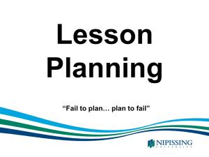 Lesson Planning - Nipissing University