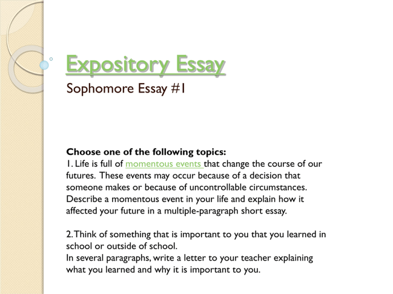topic sentence examples for expository essay