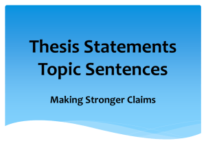 Thesis Statements Topic Sentences