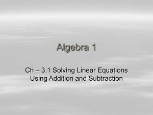 Alg 1 - Ch 3.1 Solving Linear Eq w