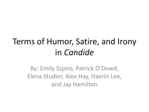 Terms of Humor, Satire, and Irony in Candide