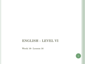 ENGLISH – LEVEL VI