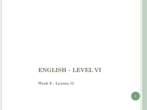 ENGLISH – LEVEL VI
