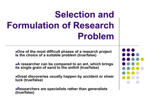Selection and Formulation of Research Problem