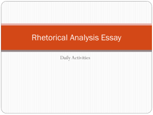 Rhetorical Analysis Essay - The E-3 Healy Zone