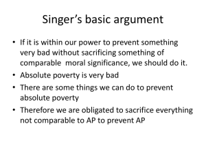 Singer`s basic argum..