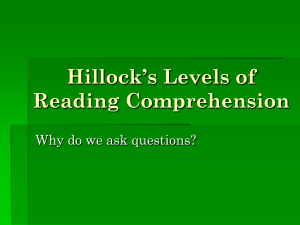 Hillock`s Levels of Reading Response