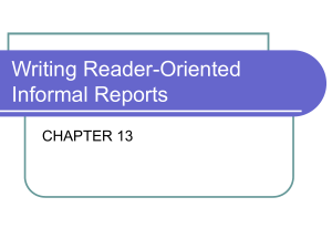 Writing Reader-Oriented Informal Reports