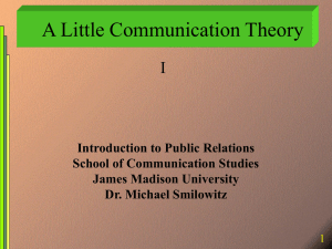 A Little Communication Theory I