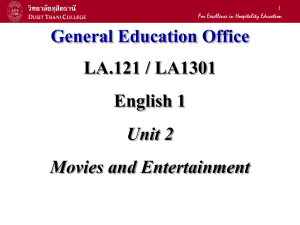 Unit 2 – Movies and Entertainment