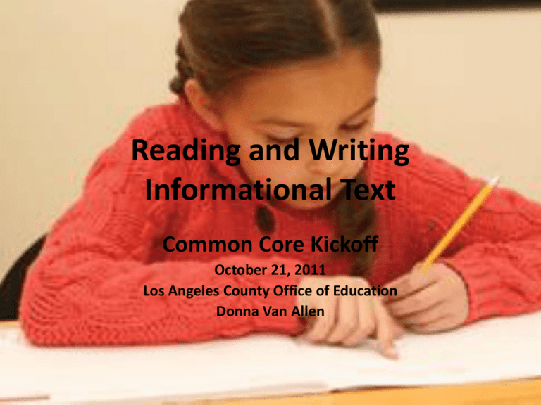 Reading And Writing Informational Text