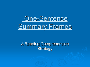 One-Sentence Summary Frames