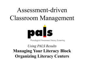 Assessment-driven Classroom Management Using PALS Results