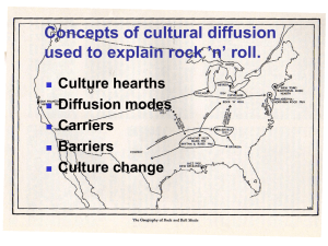 Concepts of cultural diffusion used to explain rock `n` roll. Culture