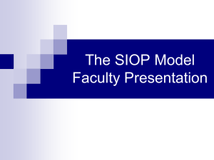 The SIOP Model Faculty Presentation