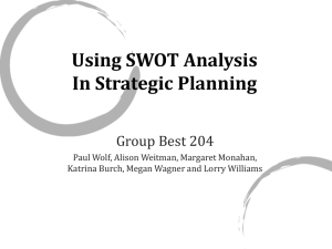 Using SWOT as a Strategic Plan
