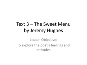 Text 3 – The Sweet Menu by Jeremy Hughes