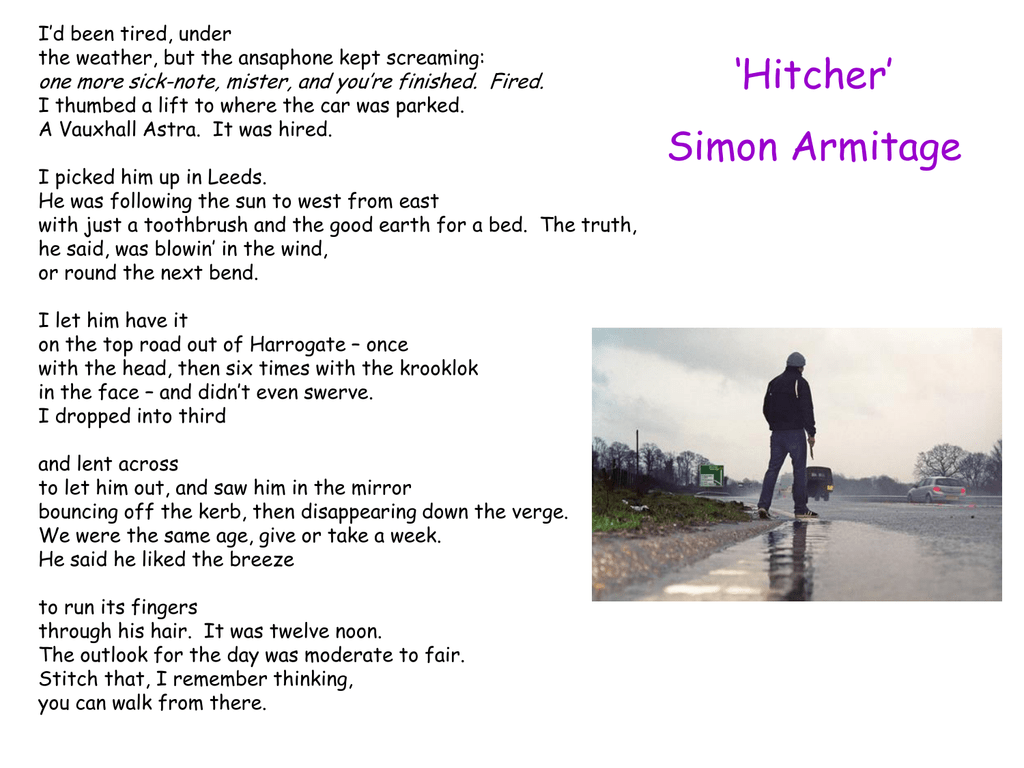 hitcher simon armitage poem