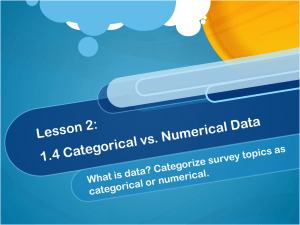 Lesson 2: 1.4 Categorical vs. Numerical Data