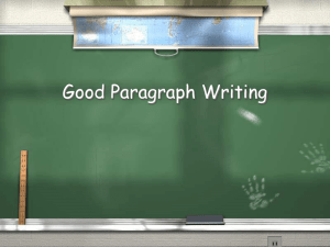 Good Paragraph Writing - Teacher Wayne Homepage