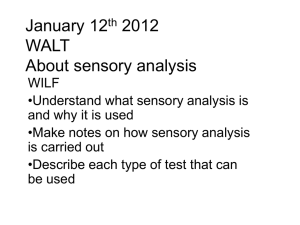 Sensory Analysis - original PowerPoint presentation
