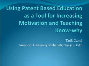 Using Patent Based Education as a Tool for Increasing Motivation