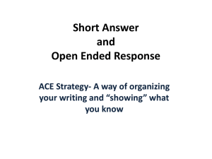 ACE Response to Open Ended and Short Answer