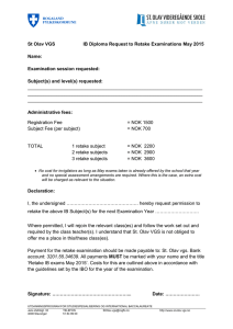 St Olav VGS IB Diploma Request to Retake Examinations May 2015
