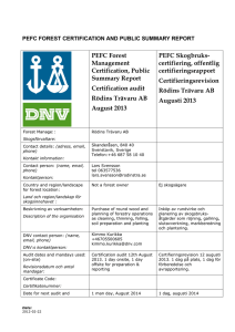 2013 Rödins Trä PEFC Forest Certification and Public Summary