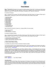 Press Release - Avviso deposito liste 4 aprile 2015