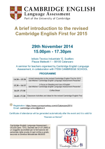 A brief introduction to the revised Cambridge English First for 2015