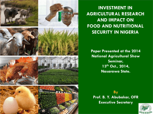 INVESTMENT IN AGRICULTURAL RESEARCH AND IMPACT ON