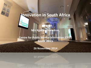 Knowledge Sharing on Innovation in South Africa Mr Lindani