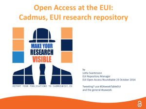 Open Access at the EUI: Cadmus - European University Institute