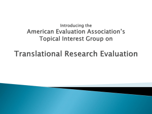 American Evaluation Association`s Translational Research TIG