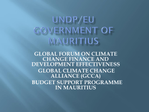 GOVERNMENT OF MAURITIUS - Climate Change Finance and
