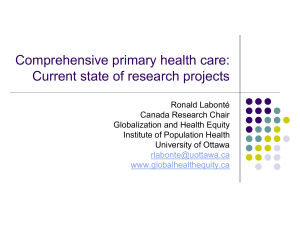 Comprehensive primary health care: Current state of research projects