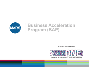 Business Acceleration Program - Ontario Centres of Excellence