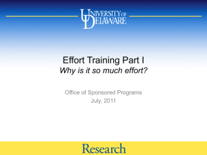 Effort Overview Presentation - Part I