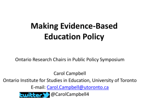 Presentation - 2012 Symposium of Ontario Research Chairs in
